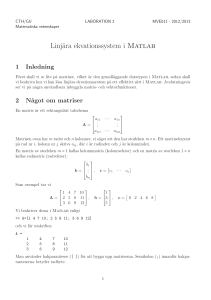 Linjära ekvationssystem i Matlab