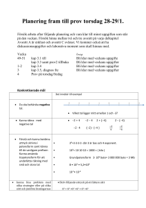 Planering fram till prov tisdag i vecka 11