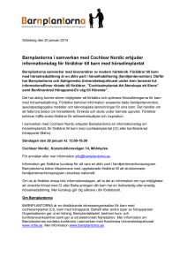 Göteborg den 20 januari 2014 Barnplantorna i samverkan med