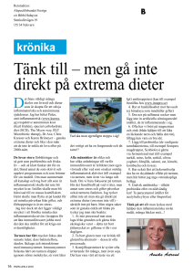Krönika 5 – Inga extrema dieter