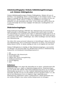 Likabehandlingsplan Glokala folkbildningsföreningen och Glokala