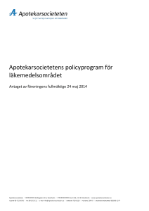 Apotekarsocietetens policyprogram för läkemedelsområdet