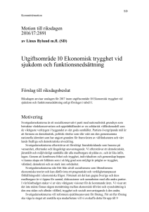 201617SD Utgiftsområde 10 Ekonomisk trygghet vid sjukdom och