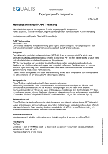Expertgruppen för Koagulation Metodbeskrivning för APTT