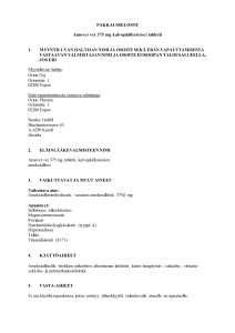 PAKKAUSSELOSTE Amovet vet 375 mg kalvopäällysteiset tabletit 1
