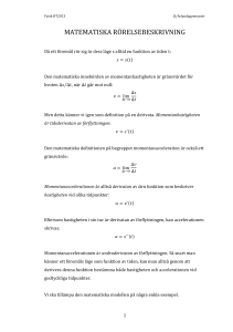MATEMATISKA RÖRELSEBESKRIVNING