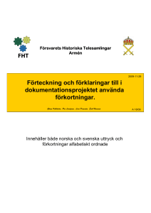 Förteckning och förklaring till i