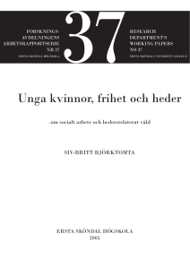 Unga kvinnor, frihet och heder - ESH