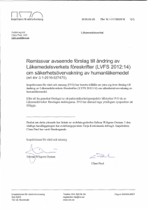 Remissvar avseende förslag till ändring av Läkemedelsverkets