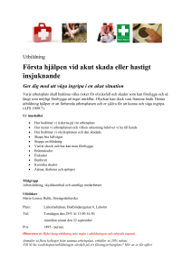 Första hjälpen vid akut skada eller hastigt
