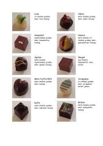 Lime vit choklad, grädde, smör, lime, honung. Hallon mörk choklad