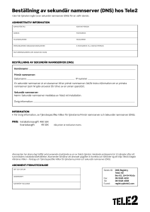 Beställning av sekundär namnserver (DNS) hos Tele2