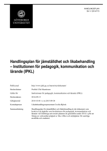 Handlingsplan för jämställdhet och likabehandling – Institutionen för