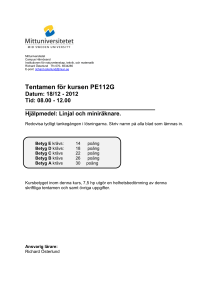 Tentamen för kursen PE112G