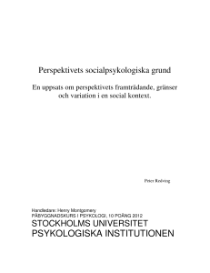 Perspektivets socialpsykologiska grund: En uppsats om
