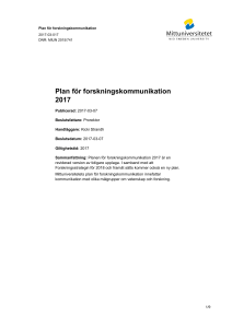 Plan för forskningskommunikation 2017