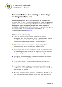 Rekommendationer för hantering av livsmedel på avdelningar med