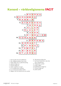 Korsord – världsreligionerna FACIT