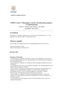 PSPB15, Kurs 5: Människan i socialt och kulturellt perspektiv