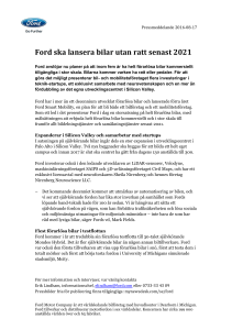 Ford ska lansera bilar utan ratt senast 2021
