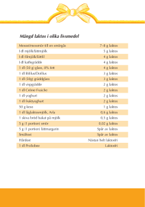 Mängd laktos i olika livsmedel