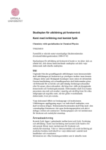 Studieplan för utbildning på forskarnivå Kemi med inriktning mot