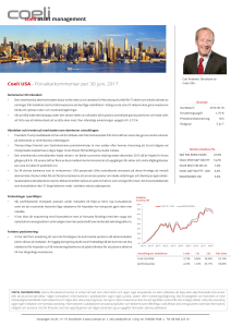 Coeli USA - Förvaltarkommentar per 30 april, 2017