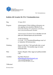 FSA Värmlandskretsen Kallelse till Årsmöte för FSA