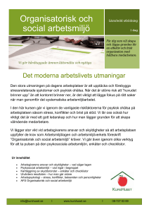 Organisatorisk och social arbetsmiljö