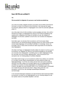 Svar till FN om artikel 9