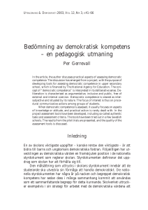 Bedömning av demokratisk kompetens – en pedagogisk utmaning