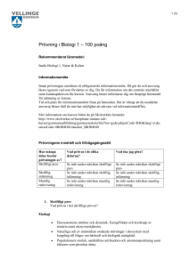 Prövning i Biologi 1 – 100 poäng