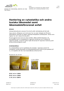 Hantering av cytostatika och andra toxiska läkemedel samt