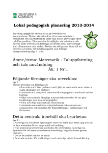 Taluppfattning och tals användning Åk 1