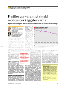 P-piller ger varaktigt skydd mot cancer i äggstockarna