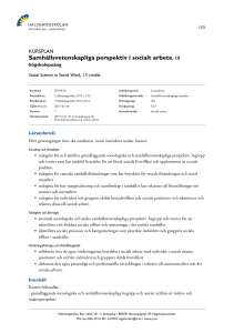 Samhällsvetenskapliga perspektiv i socialt arbete, 15