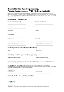 Blanketter för Kundregistrering, Passandebedömning, ”PEP
