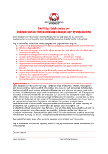 Skriftlig förbindelse om stödpersons