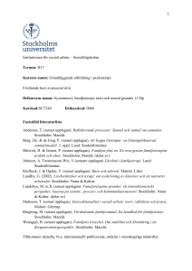 Litteraturlista H17 för delkursen "Systemteori, familjeterapi, teori och
