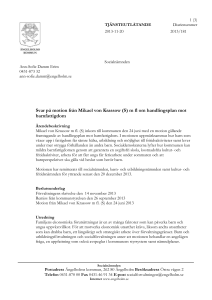 Svar på motion från Mikael von Krassow S m fl om handlingsplan