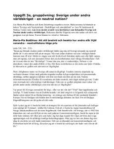 Uppgift 3a, gruppövning: Sverige under andra världskriget
