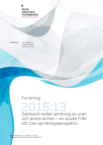 2015:13 Samband mellan anrikning av uran och andra ämnen – en