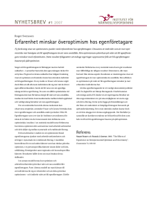 erfarenhet minskar överoptimism hos egenföretagare