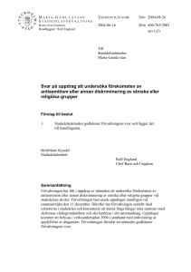 Svar på uppdrag att undersöka förekomsten av antisemitism eller