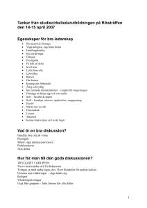 Tankar från studiecirkelledarutbildningen på Riksträffen den 14