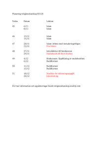 Planering religionskunskap ES11B Vecka Datum Lektion