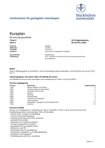 Utbildningsplan för kurs GG3005