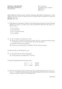 UPPSALA UNIVERSITET Matematiska institutionen Johan Björklund