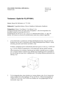 Tentamen i Optik för F2 (FFY091)