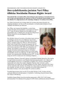 PRESSMEDDELANDE STOCKHOLM HUMAN RIGHTS AWARD